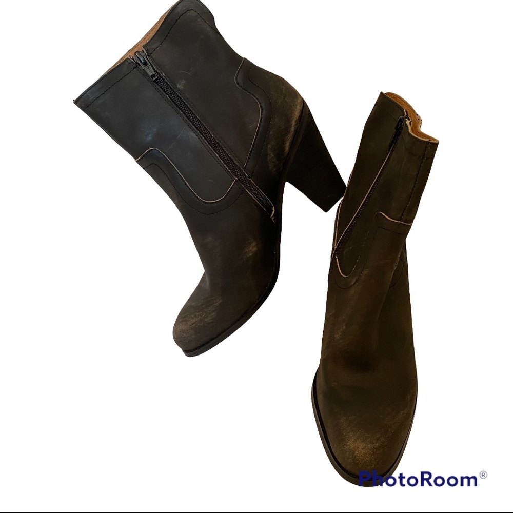 CORSO COMO NEW SHOES BOOTS ANKLE BLACK GRAY LEATHER DISTRESSED SIZE 9.5 M NWOT
